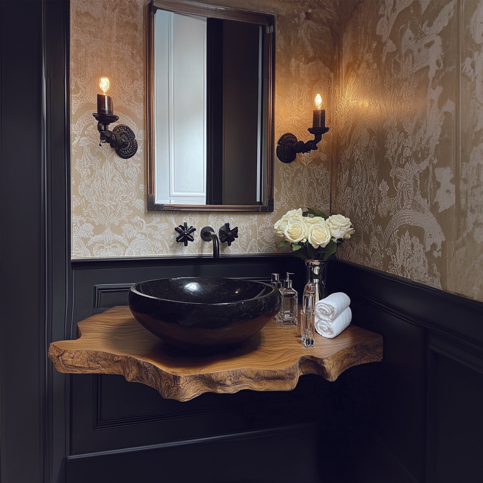 Rustic Shelf Sink Storage Powder Room SINLBRV053