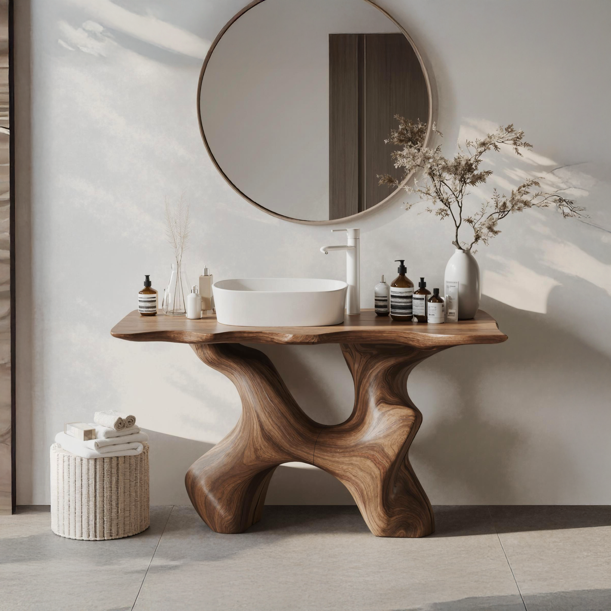 Rustic Solid Wood Vanity For Handmade Bathroom Look SILDTTRBRV007