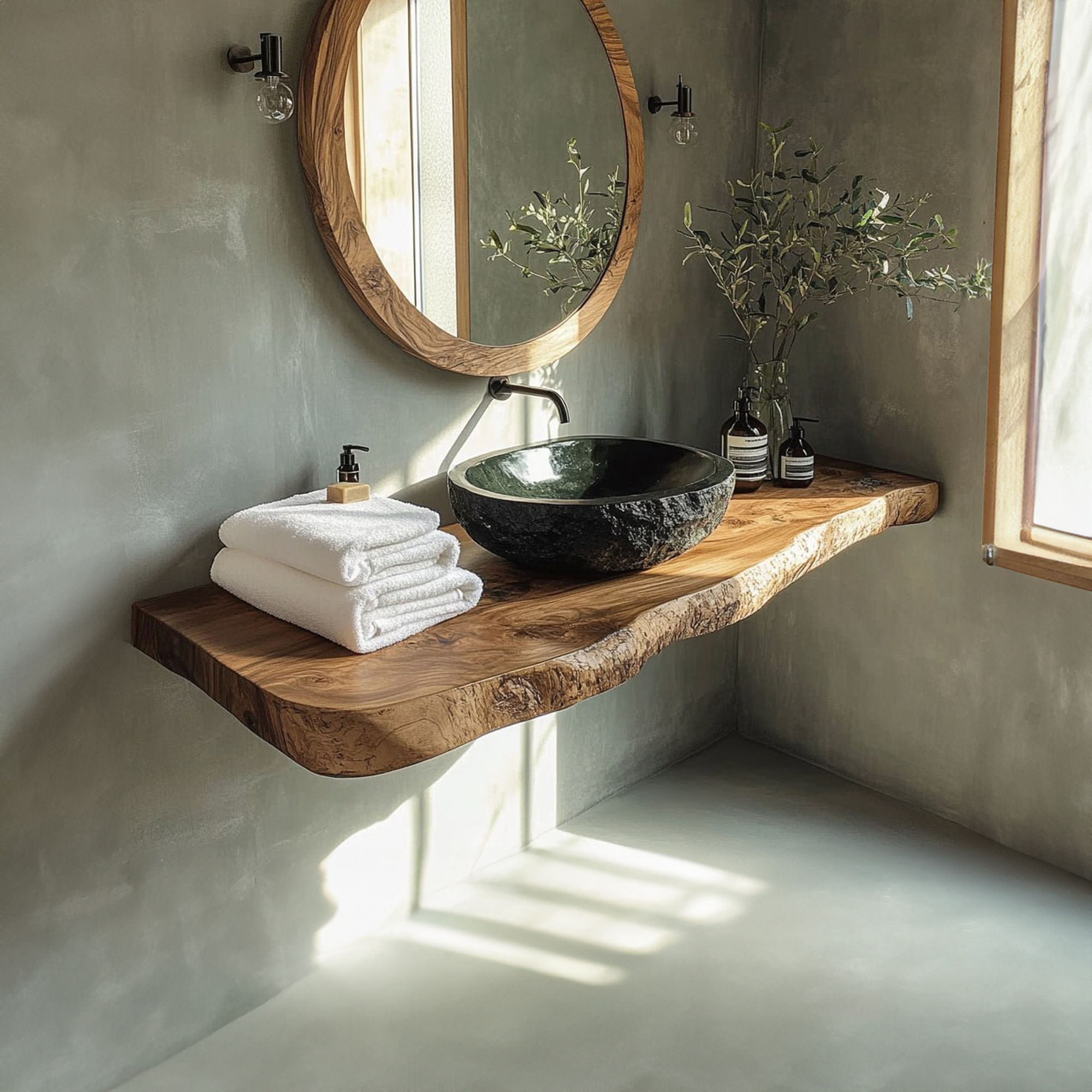Rustic Stone Basin Vanity Bathroom SINLBRV114