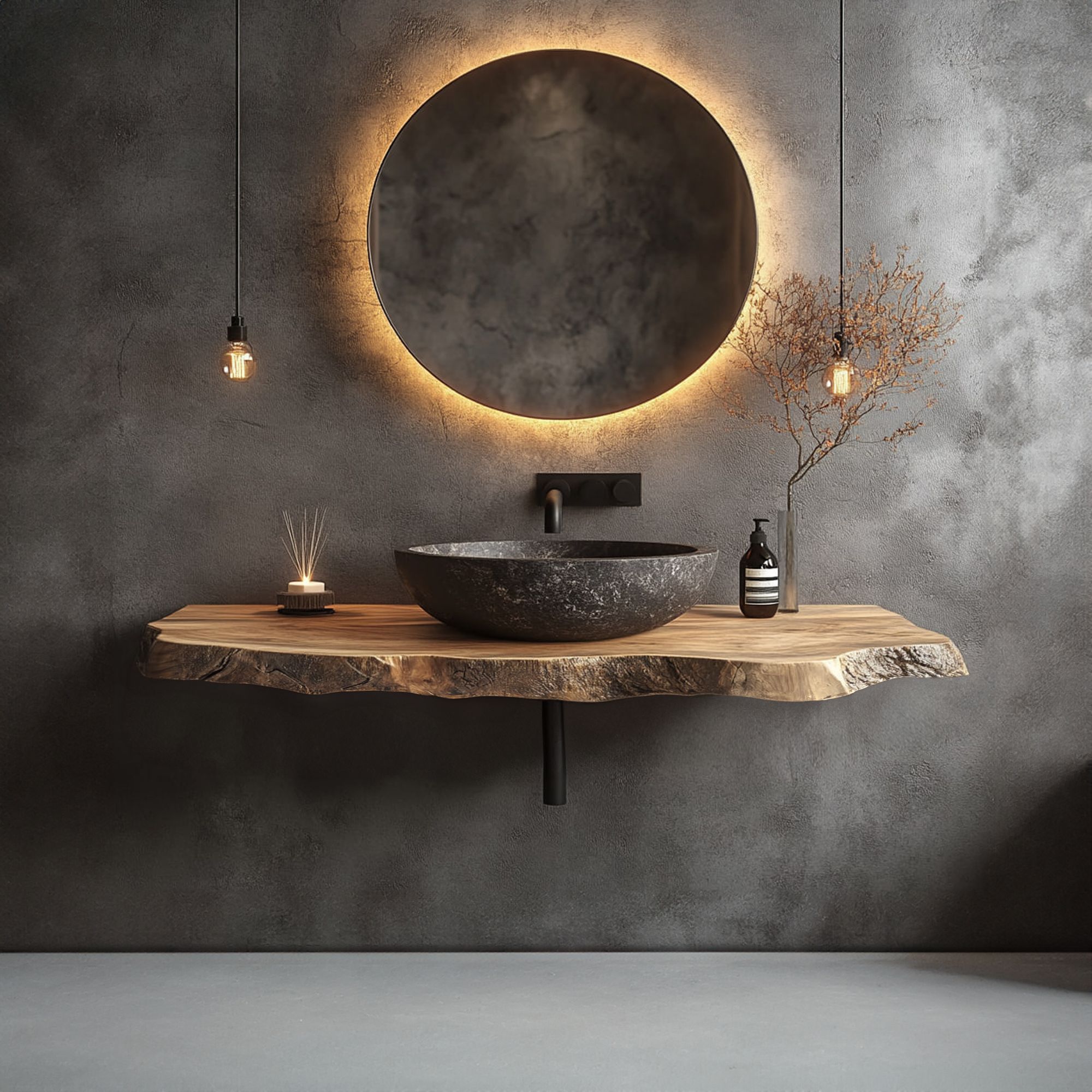 Rustic Wall Mounted Bathroom Vanity Modern Living SINLKIBRV184