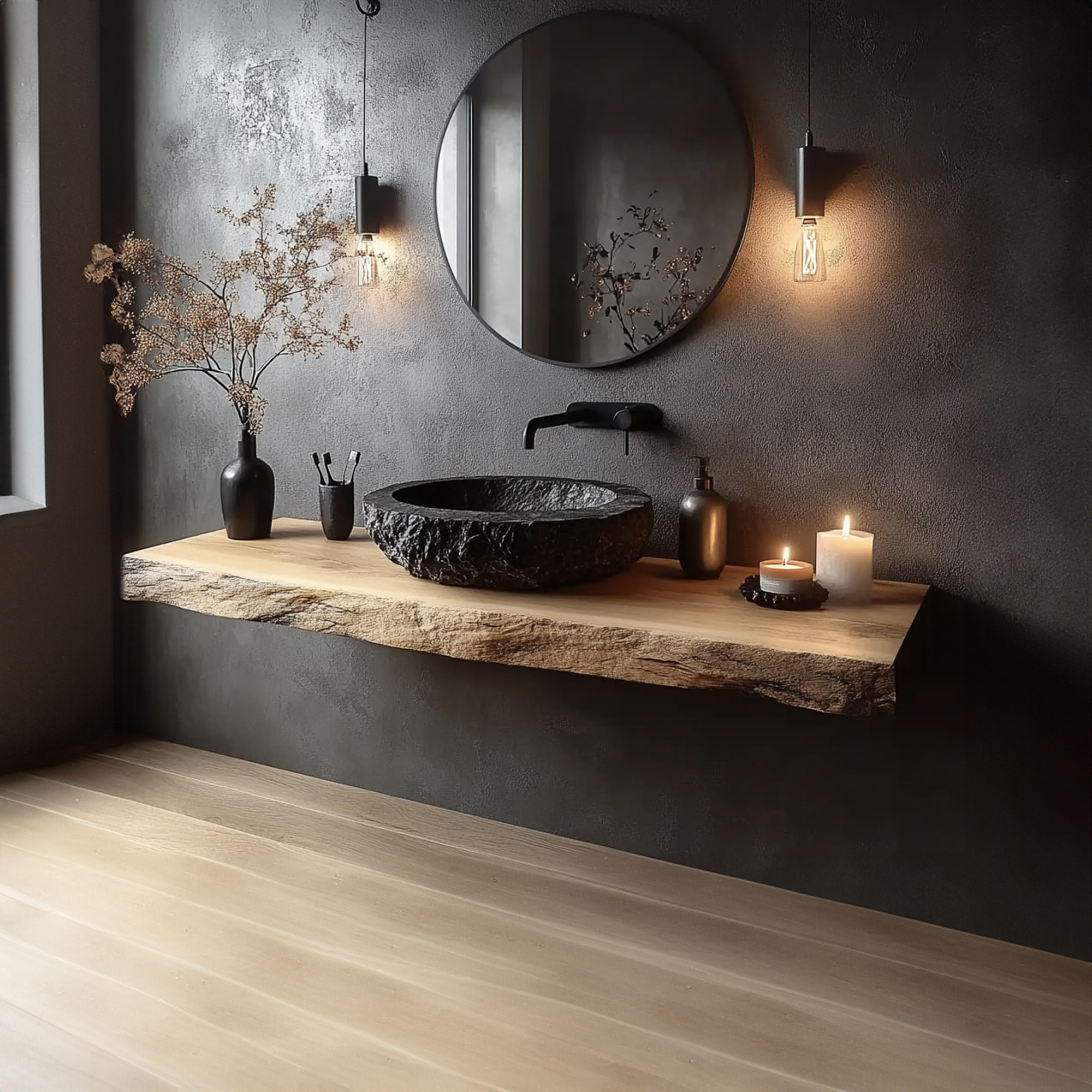 Rustic Wall Mounted Bathroom Vanity Powder Room SINLKIBRV191