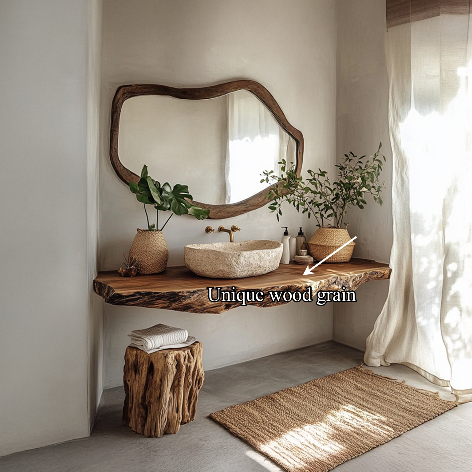 Rustic Wide Floating Shelf Vanity Bathroom SINLSABRV073