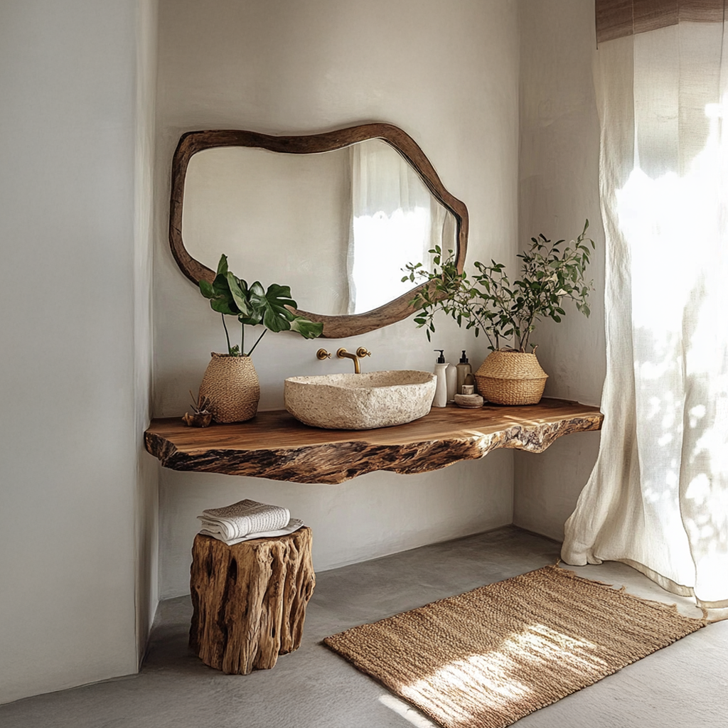 Rustic Wide Floating Shelf Vanity Bathroom SINLSABRV073