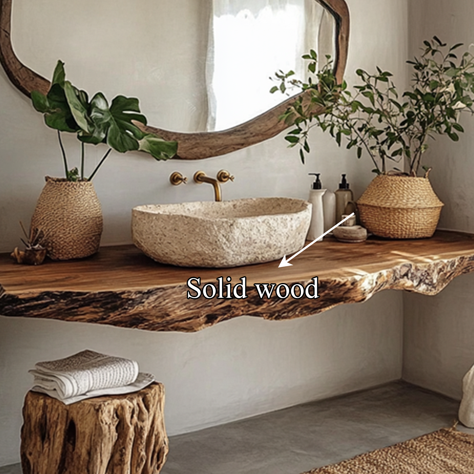 Rustic Wide Floating Shelf Vanity Bathroom SINLSABRV073