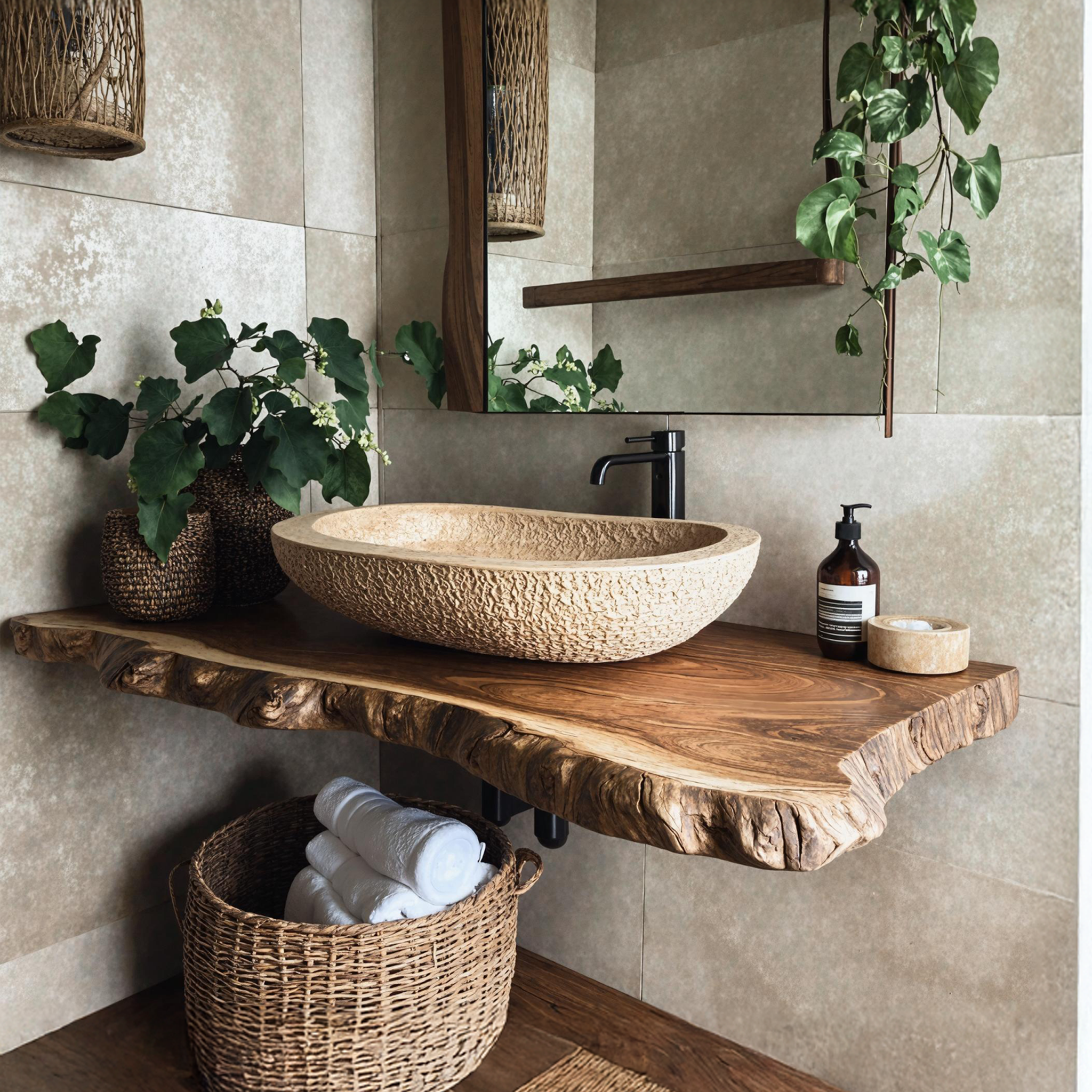 Rustic Wooden Floating Vanity For Cozy Bathroom Style SILDTBRV191