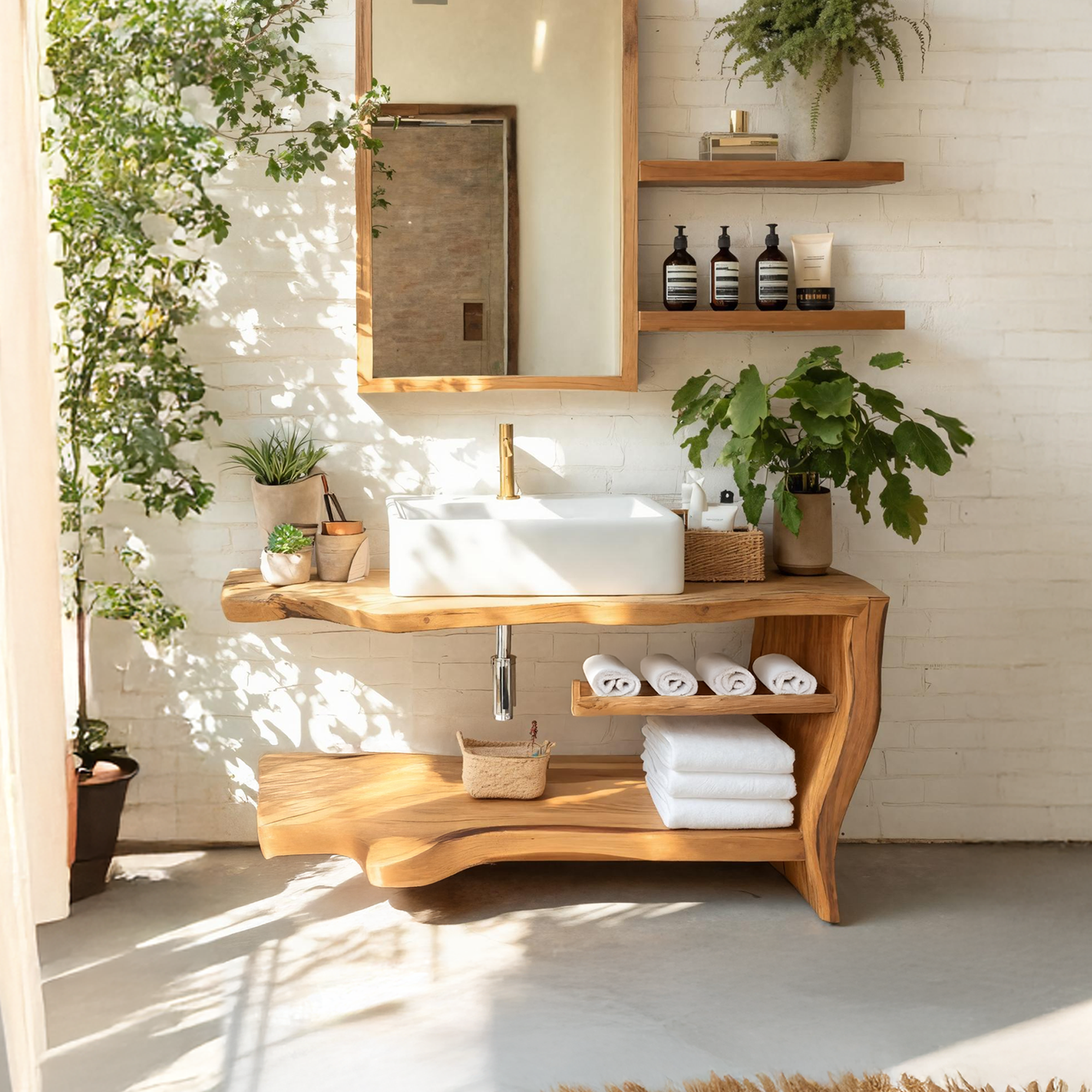 Rustic Wooden Vanity Space For Bathroom Use SILDTTRBRV058