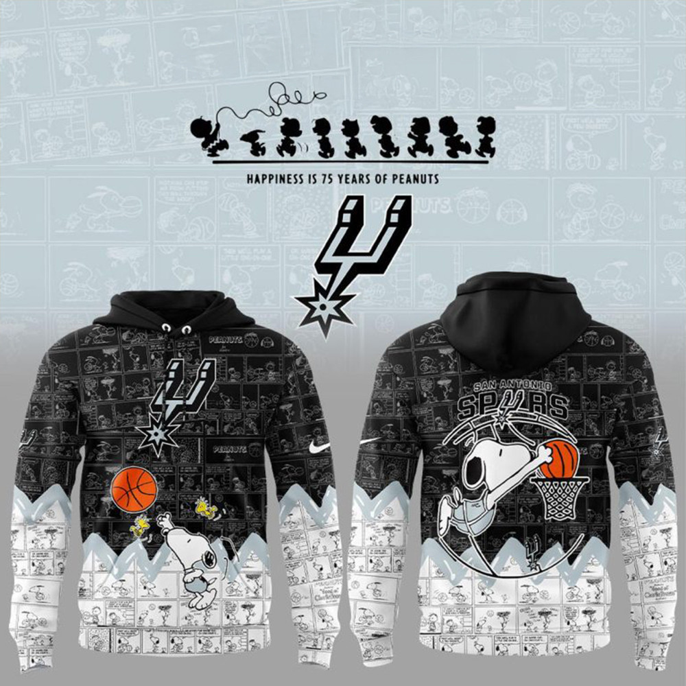 San Antonio Spurs 75 Years Of Peanuts Hoodie Best Gifts For Basketball Lovers