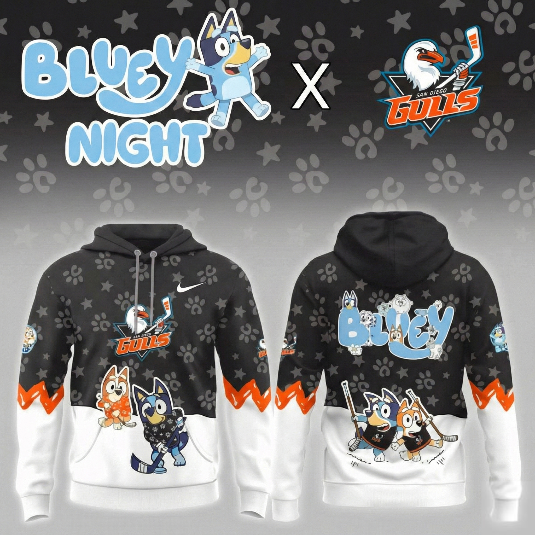 San Diego Gulls Merch Bluey Night Game Hoodie San Diego Gulls Hockey Apparel AHL Fans Gifts