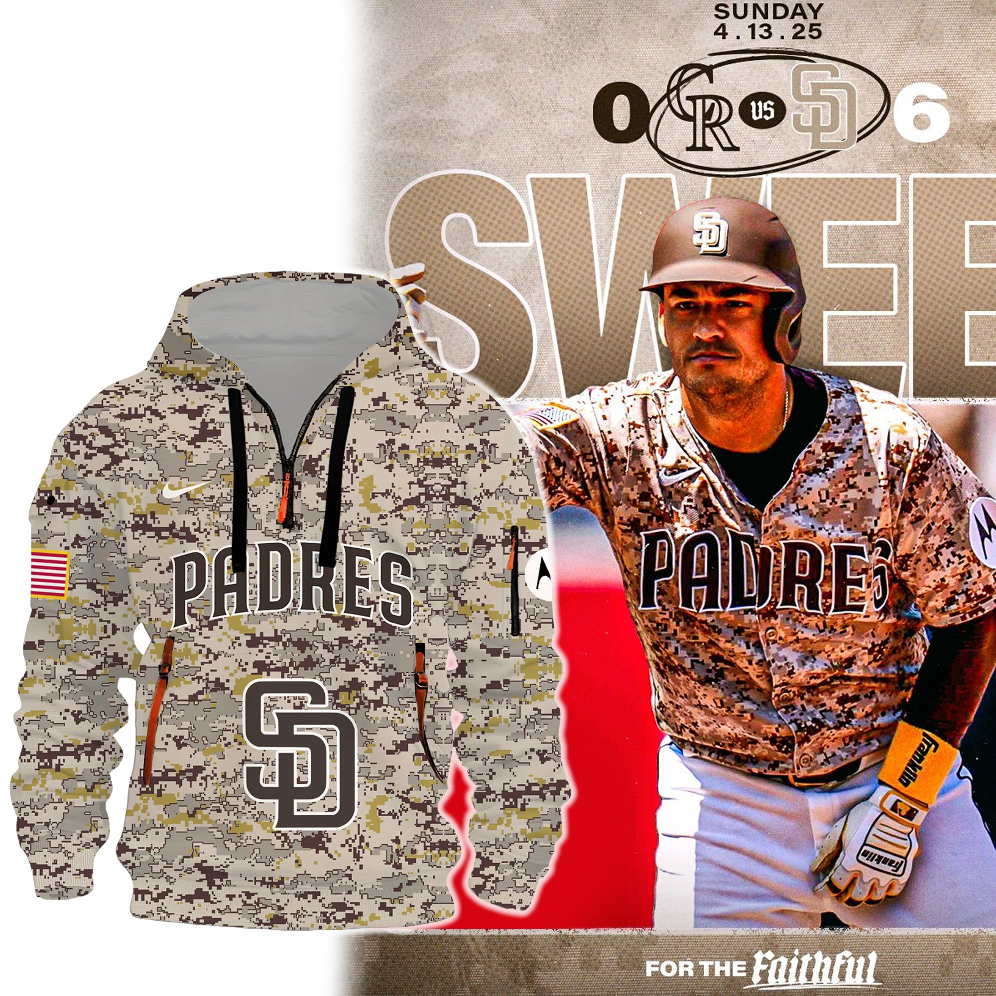San Diego Padres Camo Quarter Zip Up Hoodie Best Gifts For Padres Fans Father's Day