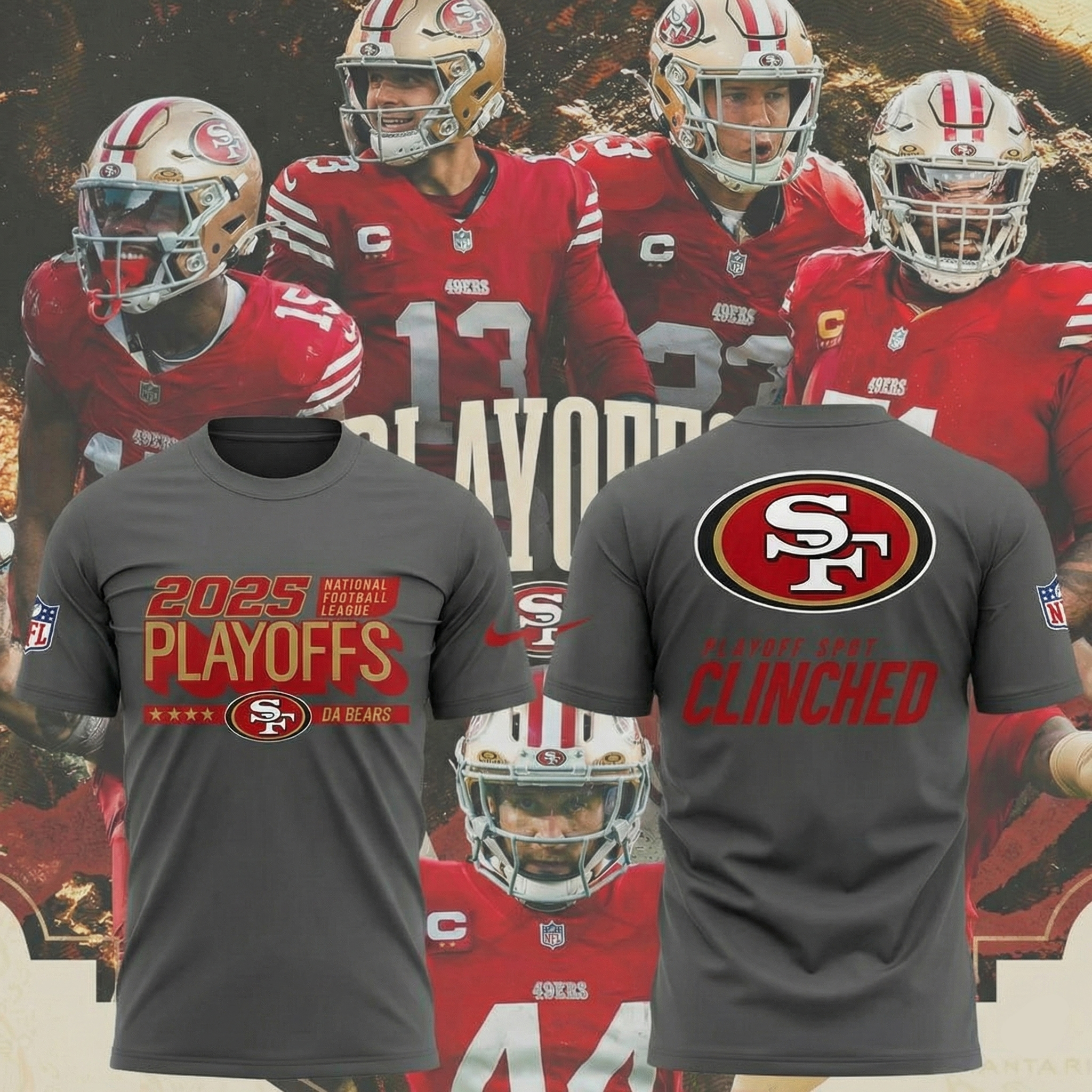 San Francisco 49ers Playoffs Clinched T-Shirt SF 49ers Apparel Best Football Fans Gifts