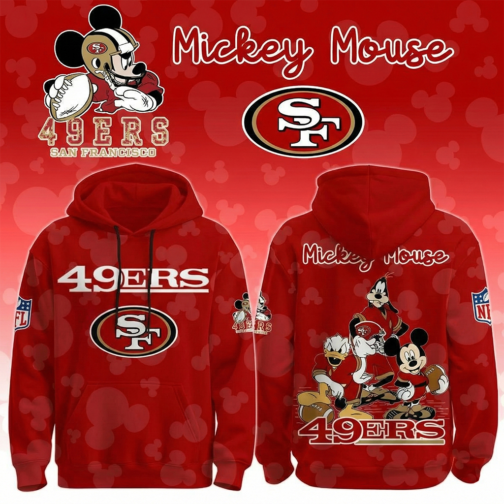 San Francisco 49ers x Mickey Mouse Hoodie SF 49ers Apparel Unique Football Fans Gifts