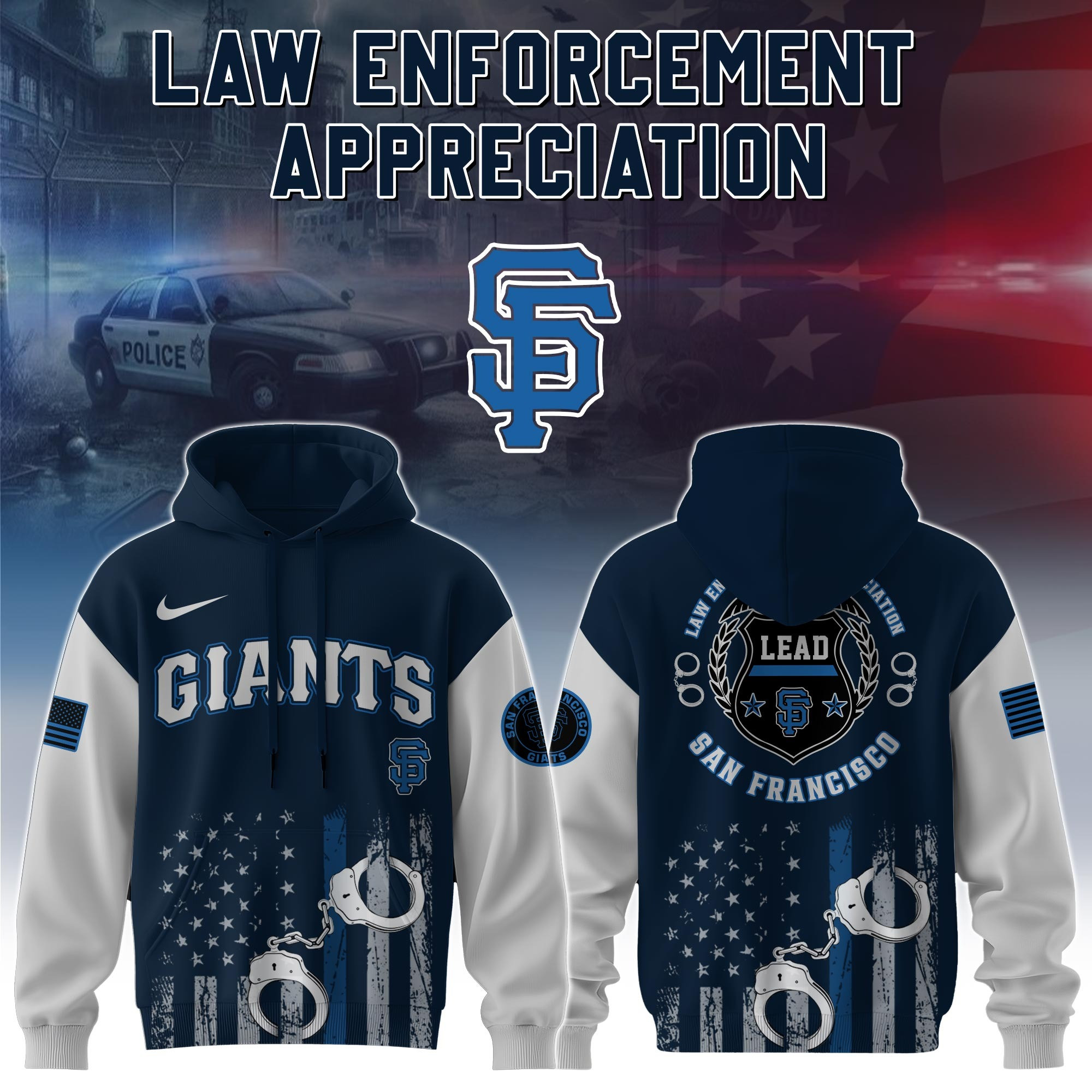 San Francisco Giants MLB Law Enforcement Appreciation Day Hoodie Thin Blue Line Apparel