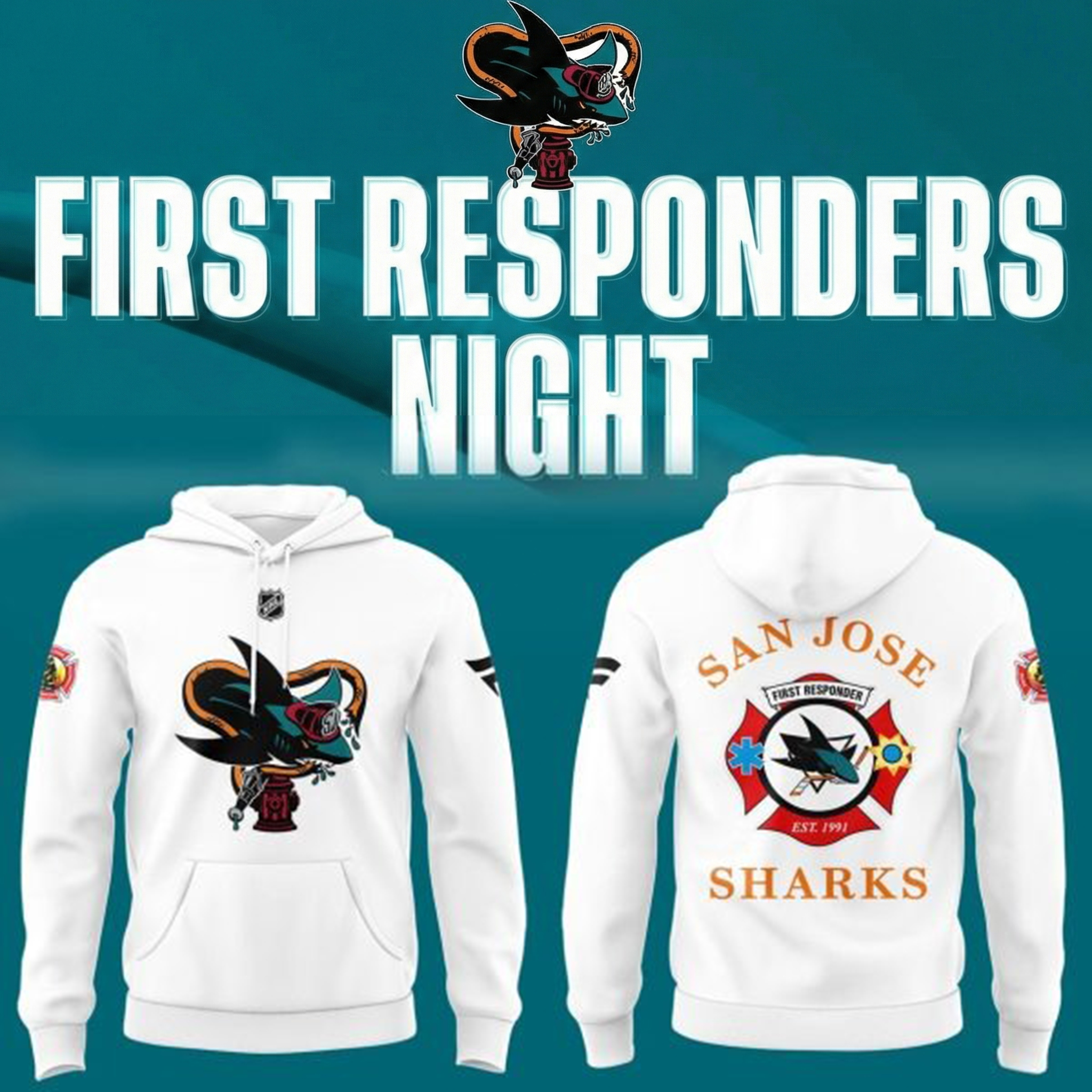 San Jose Sharks First Responders Night 2026 Hockey Hoodie Sharks Merch Best Gift For NHL Fans