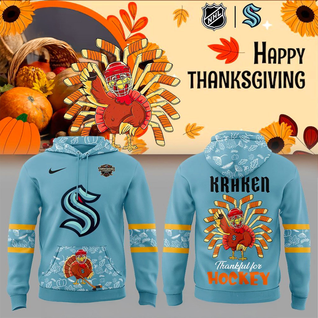 Seattle Kraken Happy Thanksgiving 2025 Hoodie NHL Hockey Merch Best Gift For Hockey Fans