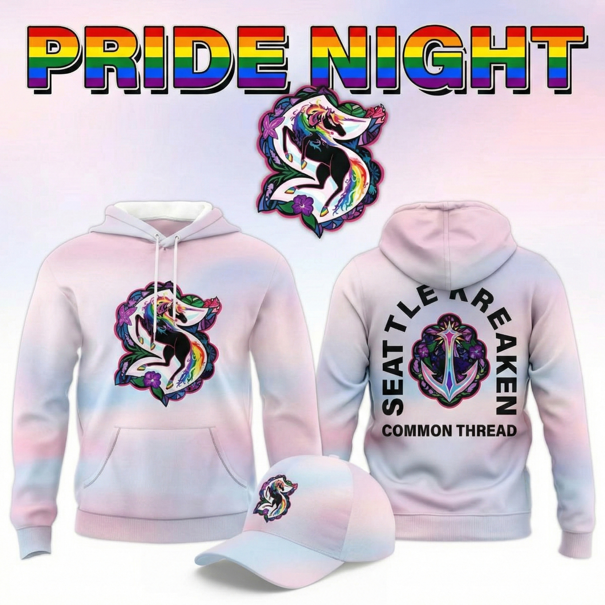 Seattle Kraken Pride Night Celebrating NHL Love Hoodie Kraken Merchandise Best NHL Fans Gifts