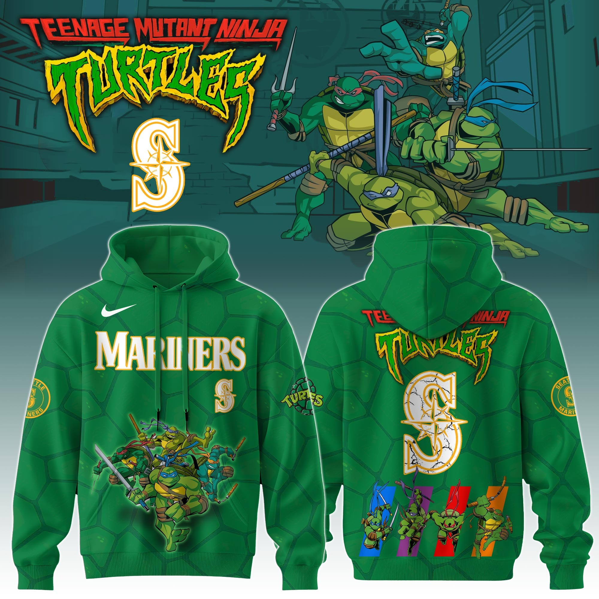 Seattle Mariners MLB X Ninja Turtles Hoodie Fan Merch Gifts For Baseball Lovers