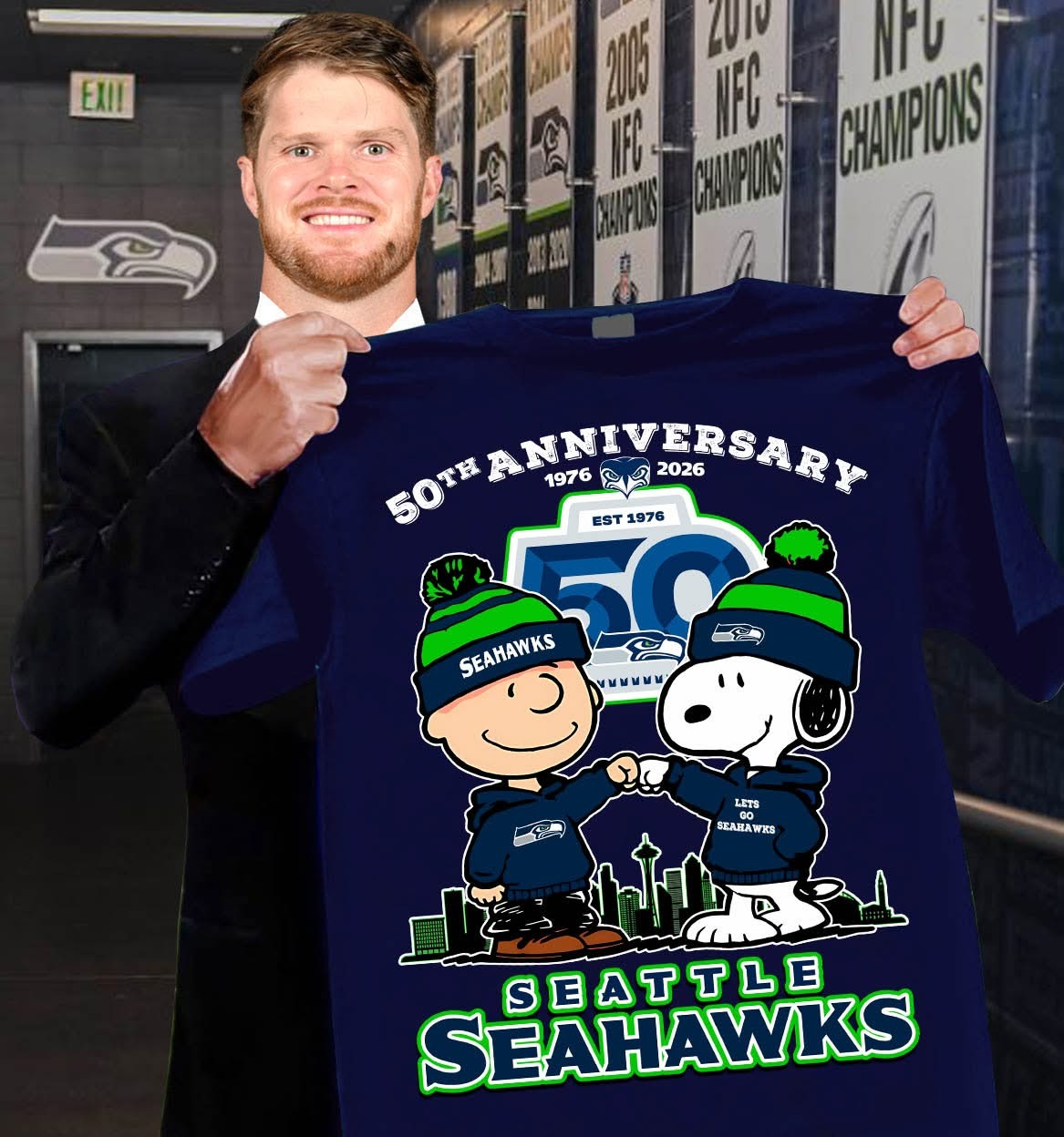 Seattle Seahawks Football 50th Anniversary 1976 to 2026 T-Shirt Best Gift For Football Fans