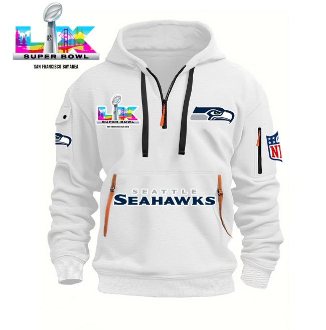 Seattle Seahawks Football Super Bowl LX NFL 2026 Kickoff Quarter Zip Hoodie Best Gift For Football Fans