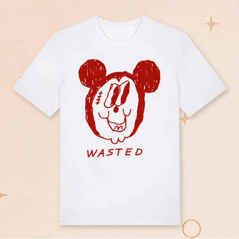 Sepulcro Wasted White T-Shirt Creepy Mickey Shirt For Husband