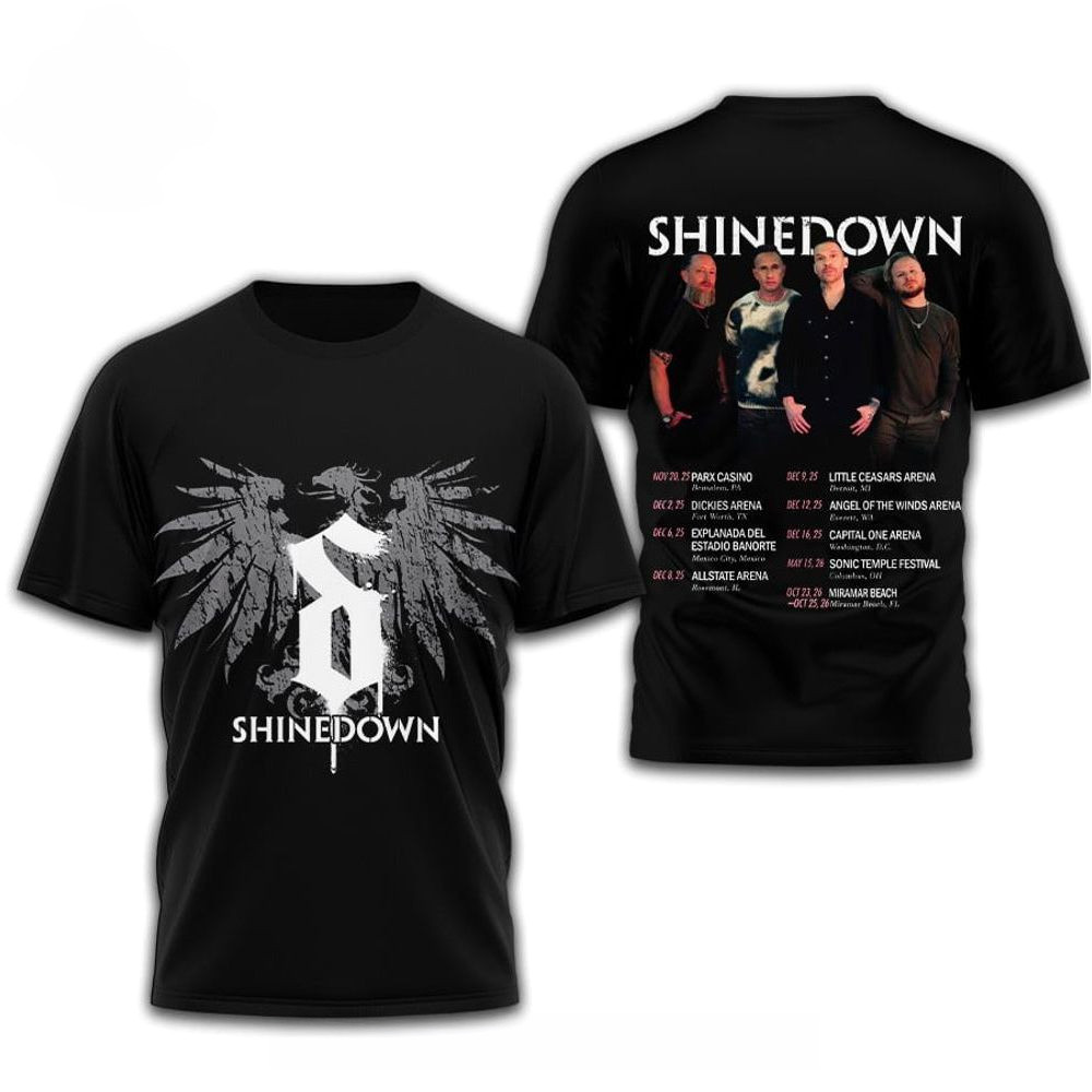 Shinedown Tour 2026 T-Shirt Shinedown Merch For Rock Band Fans