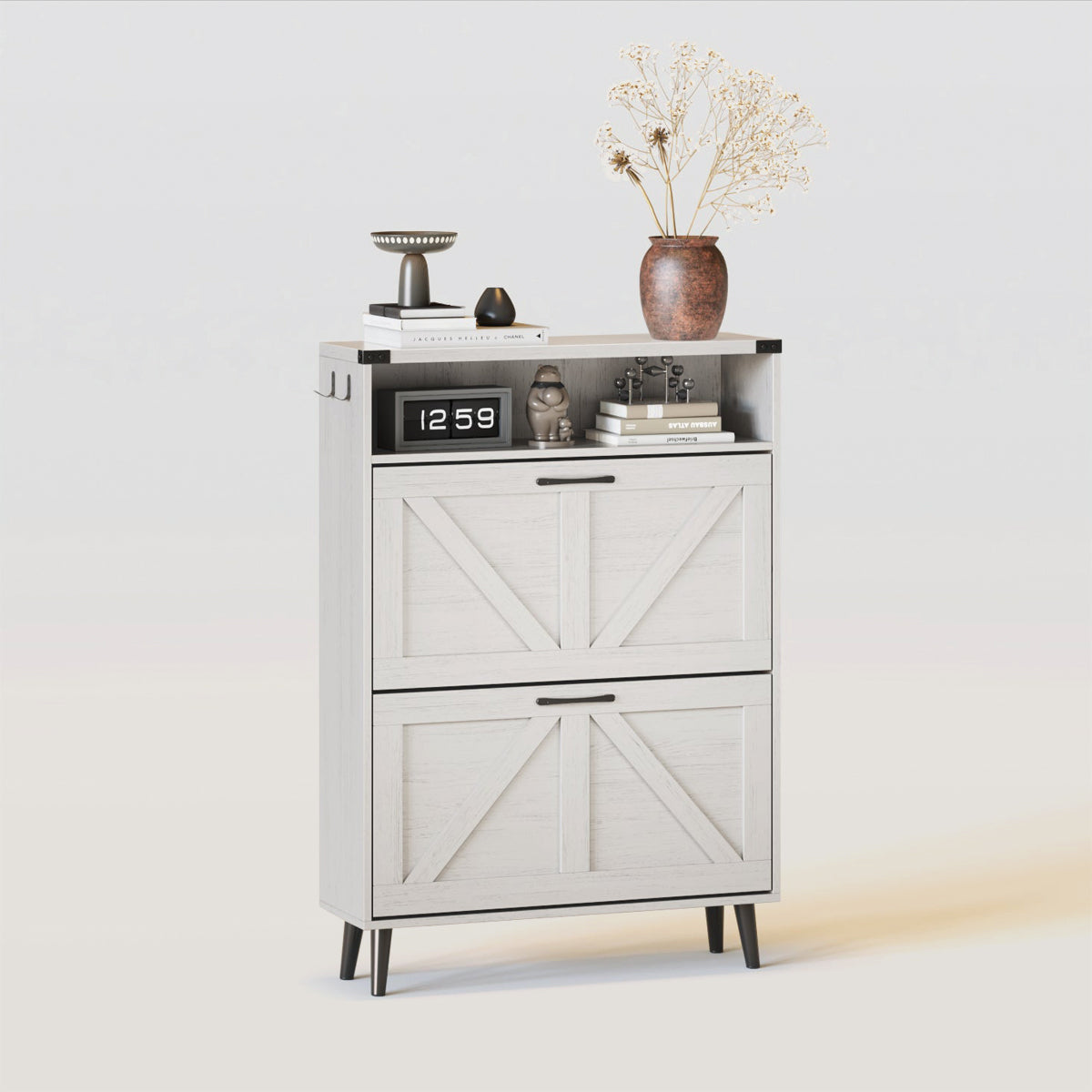 Shoe Storage Cabinet with 2 Flip Drawers Shoe Rack Cabinet