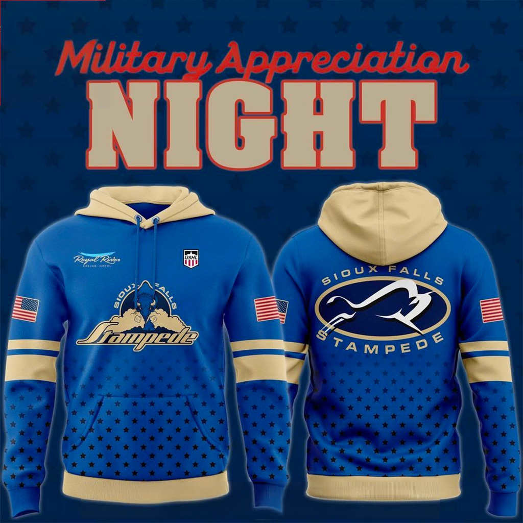 Sioux Falls Stampede Military Appreciation Night 2025 Hoodie Fan Merch Dad Christmas Gifts