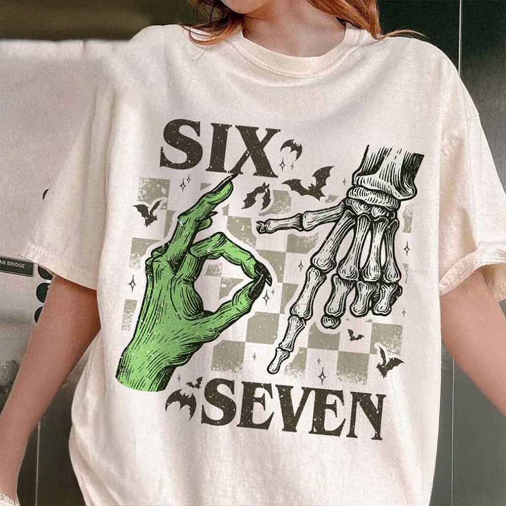 Six Seven 6 7 Witch Skeleton Hands Shirt Christmas For Her