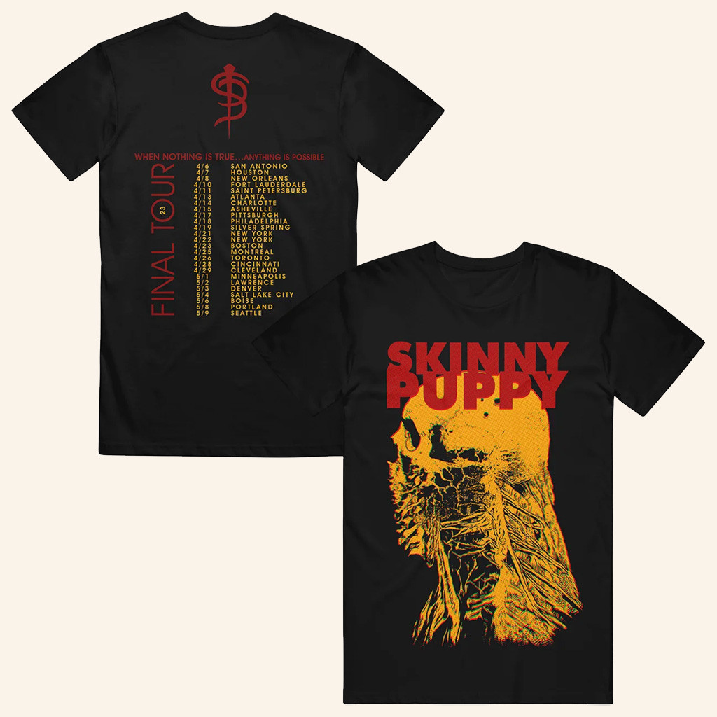 Skinny Puppy Merch Skeleton Glitch Tour Shirt For Band Fans