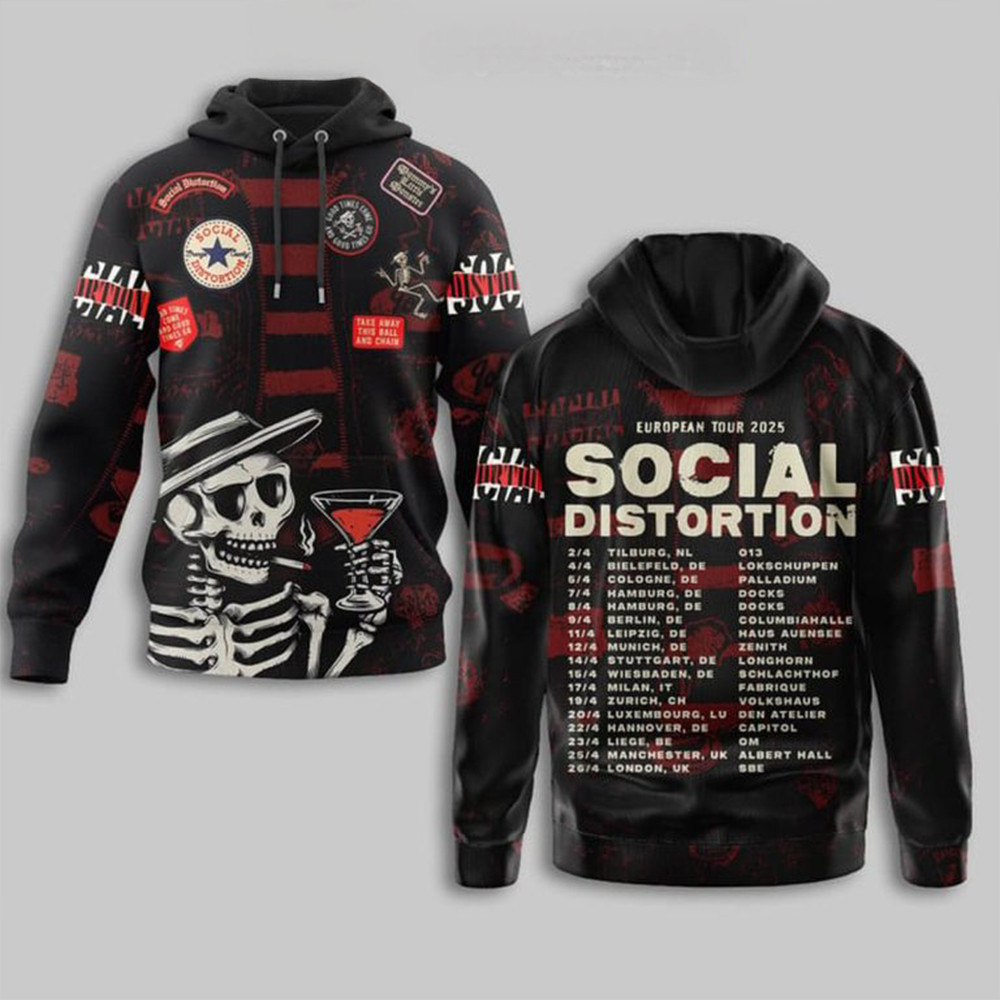 Social Distortion 2025 Celebrating The European Tour The Legends Hoodie Rock Band Fans Gift