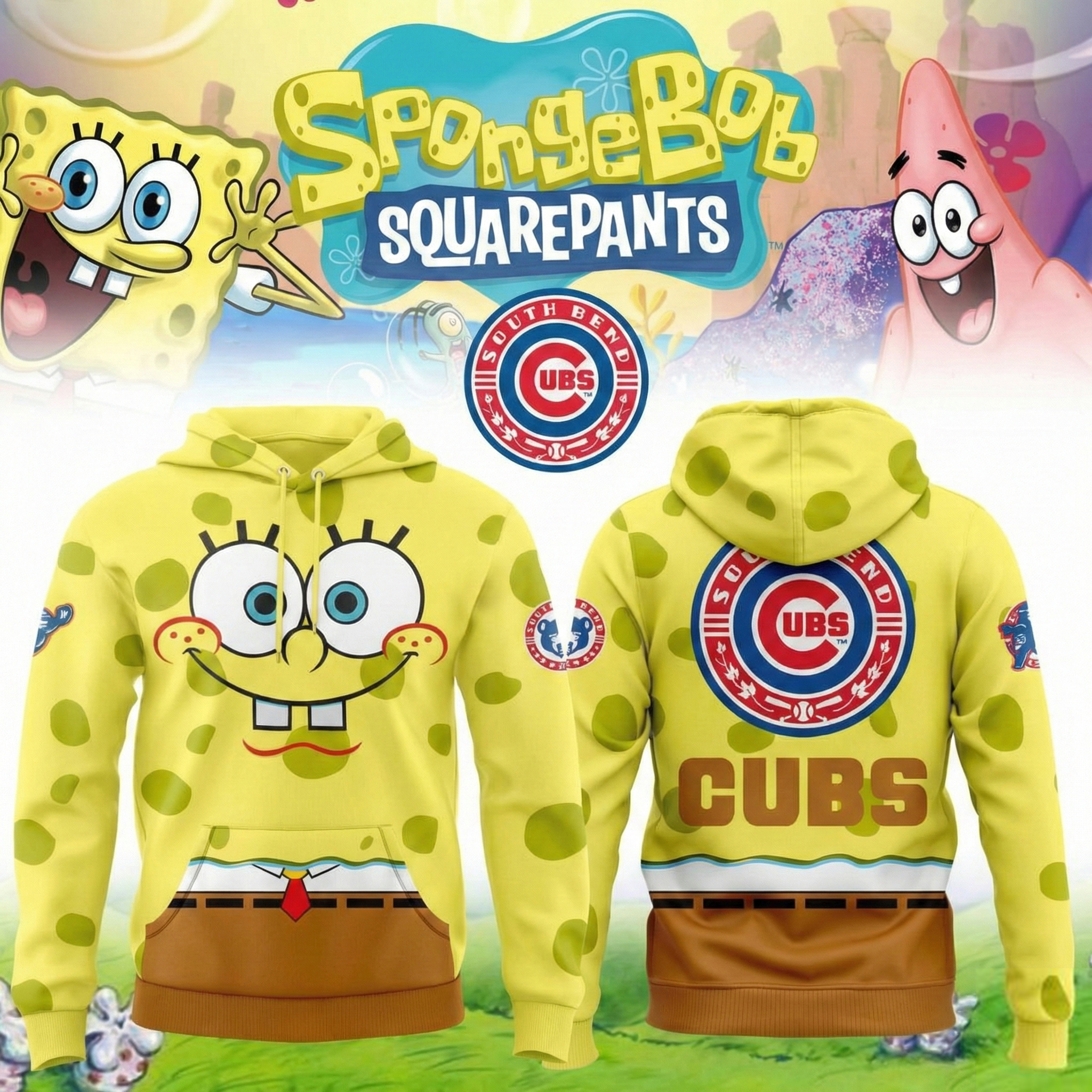 South Bend Cubs SpongeBob SquarePants Night Hoodie Cubs Merch Best Gift For Baseball Fans