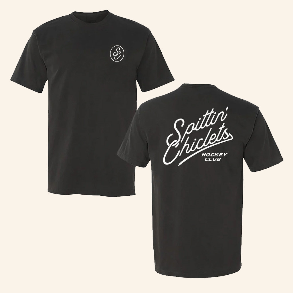 Spittin Chiclets Merch Spittin Chiclets Script T-Shirt For Ice Hockey Players