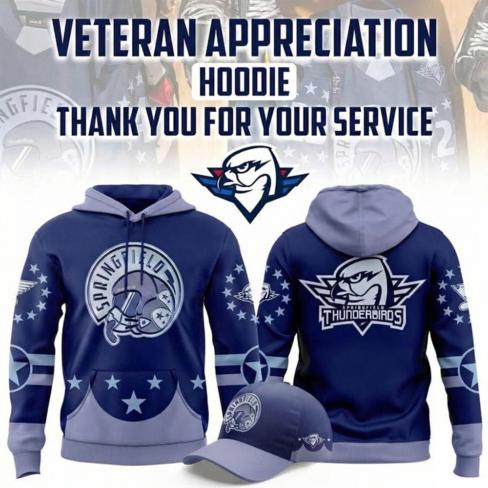 Springfield Thunderbirds American Veterans Day Hoodie Thunderbirds Apparel Honoring Gift For Hockey Fans
