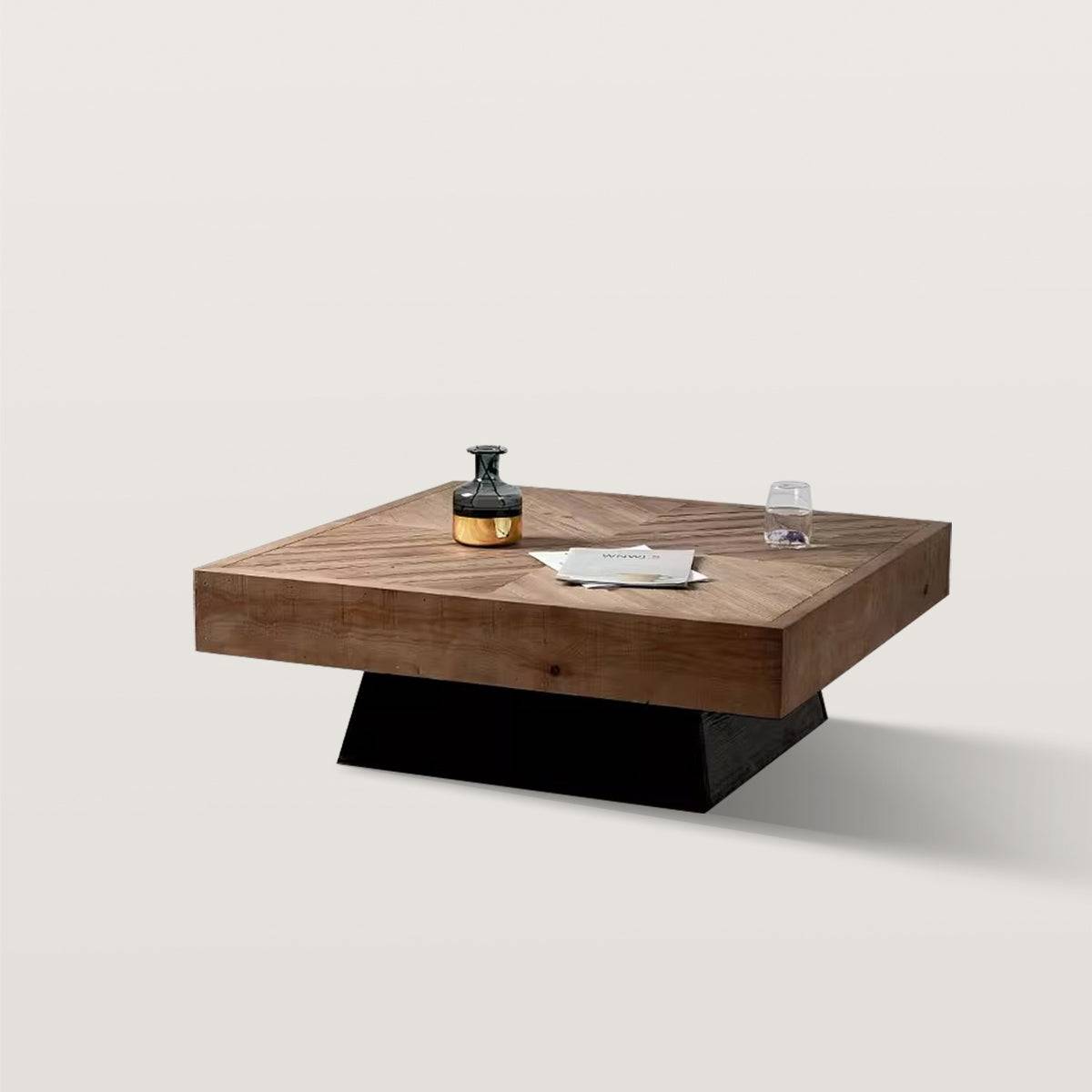 Square Wood Grain Coffee Table with Thickened Tabletop