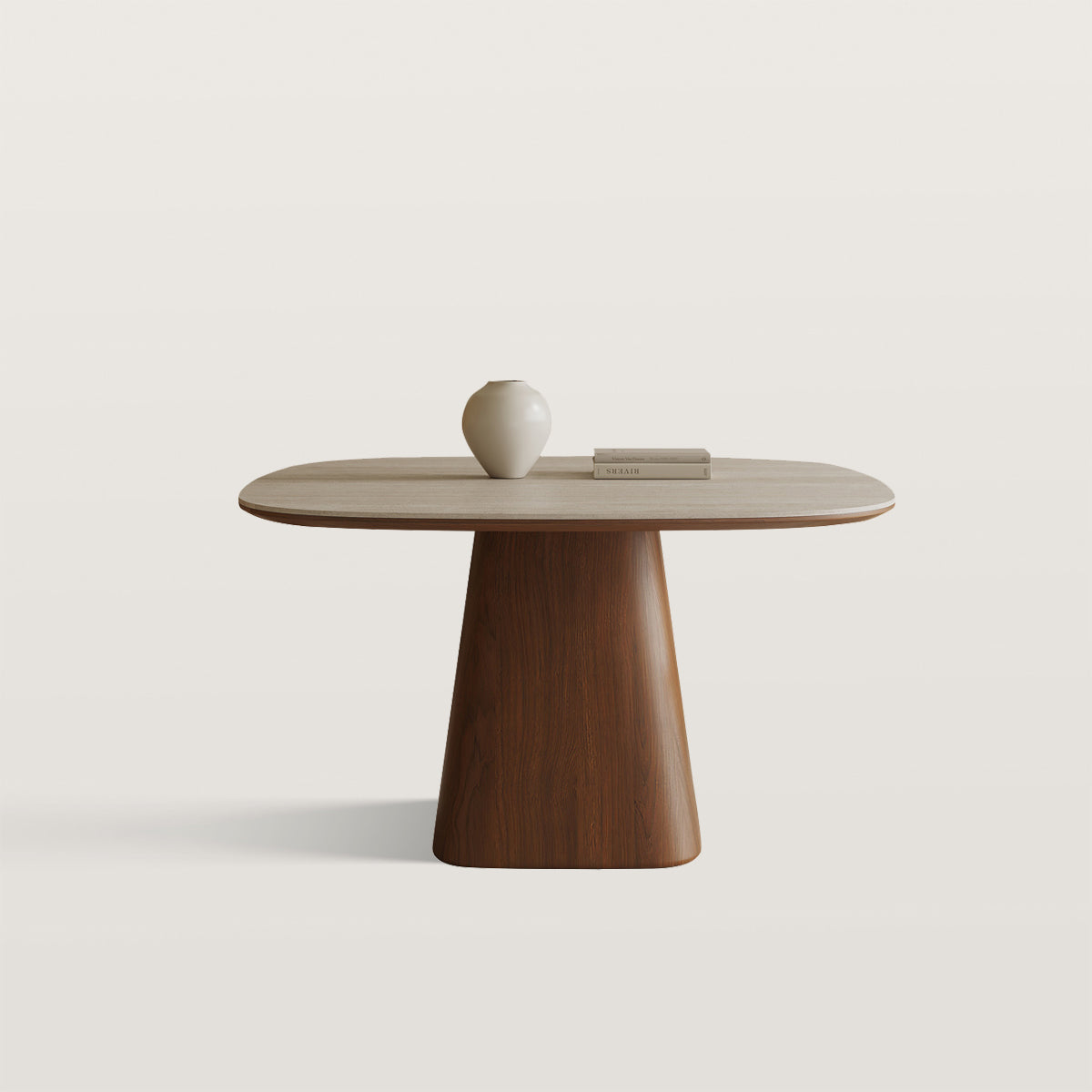 Square Wood Pedestal Dining Table for 4 Seater