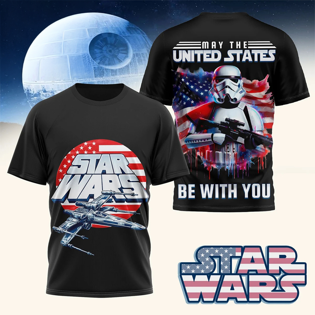 Star Wars Patriotic Us Flag X Wing And Stormtrooper T-Shirt
