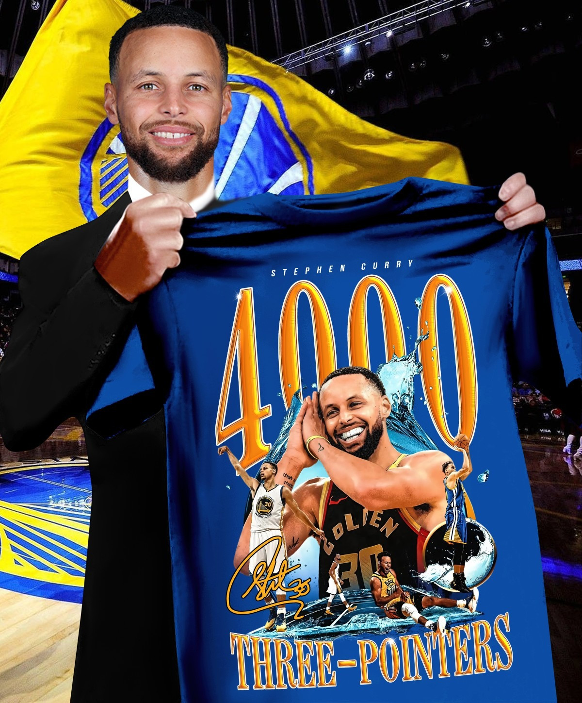 Stephen Curry's Historic 4000 Three-Pointers Shirt Gifts For e Golden State Warriors Fans