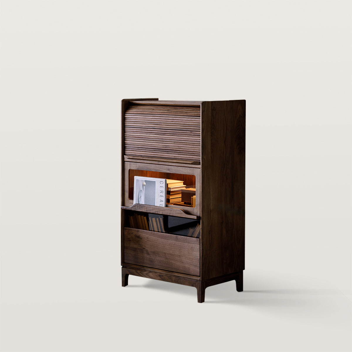 Storage Cabinet with Wooden Strip Roller Shutter Door