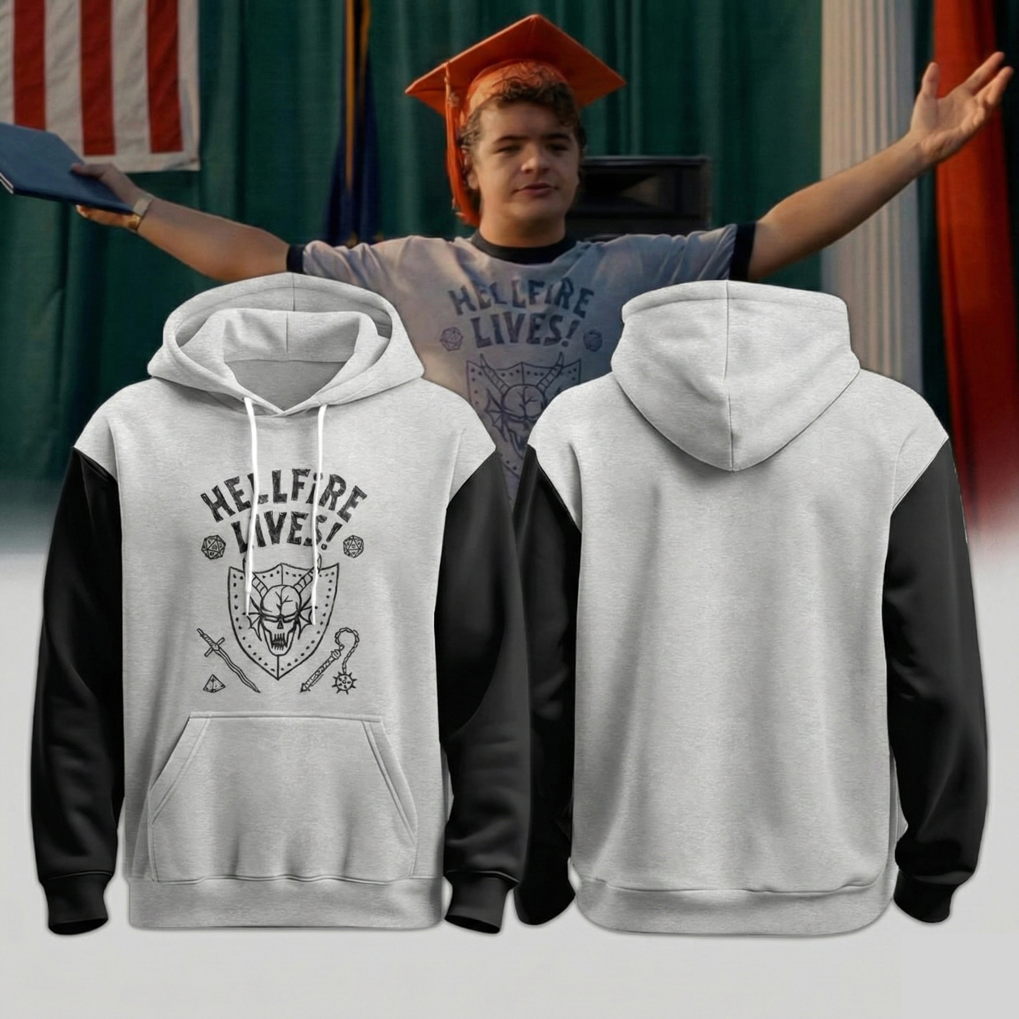 Stranger Things Hellfire Lives Ringer Hoodie Stranger Things Merch Best Gift For TV Fans