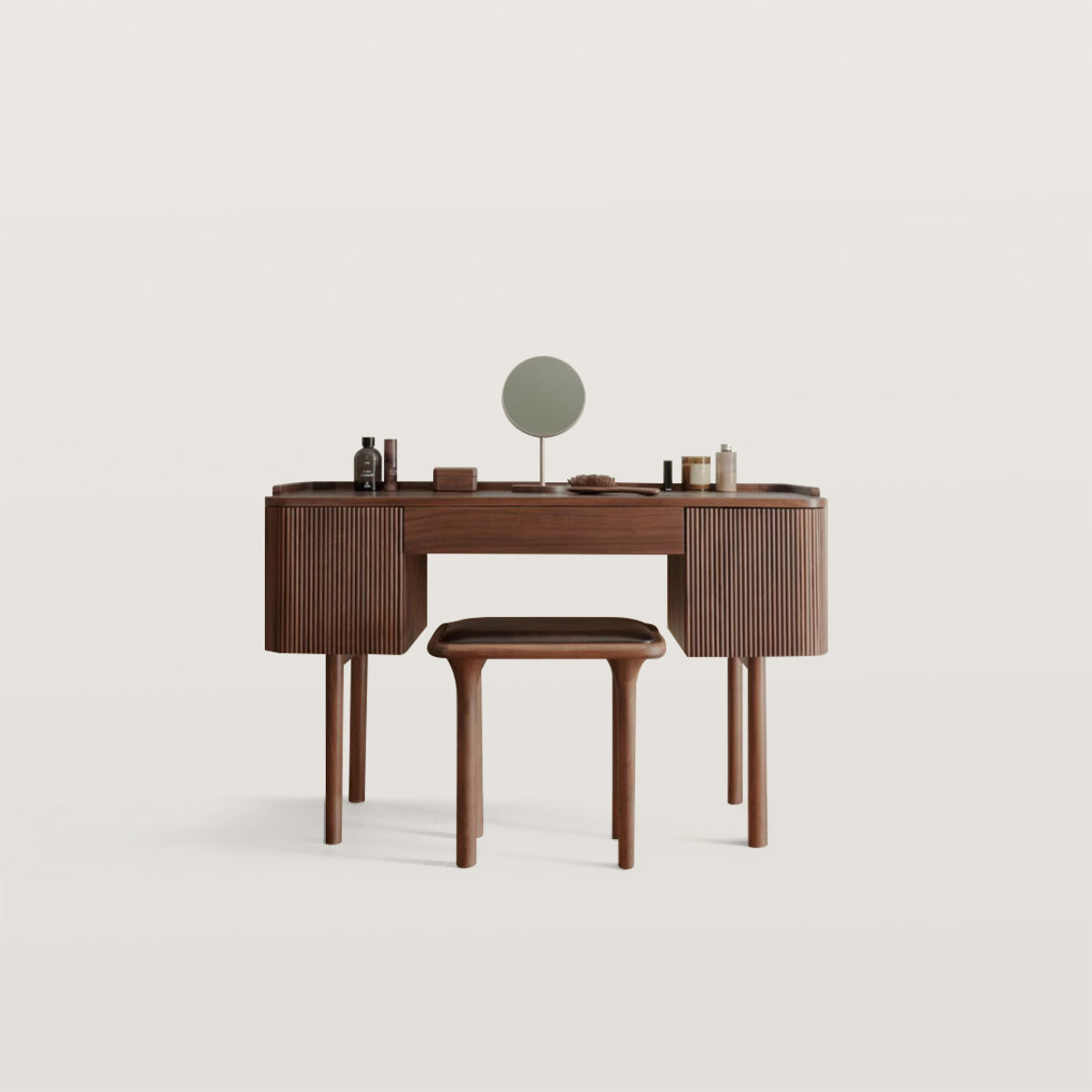 Symmetrical Aesthetic Wooden Makeup Vanity and Desk