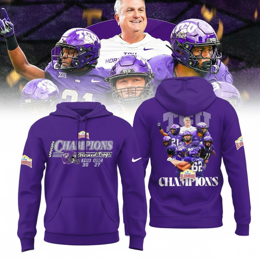 TCU Horned Frogs Valero Alamo Bowl Champions Hoodie Frogs Merch Best Gift For College Football Fans