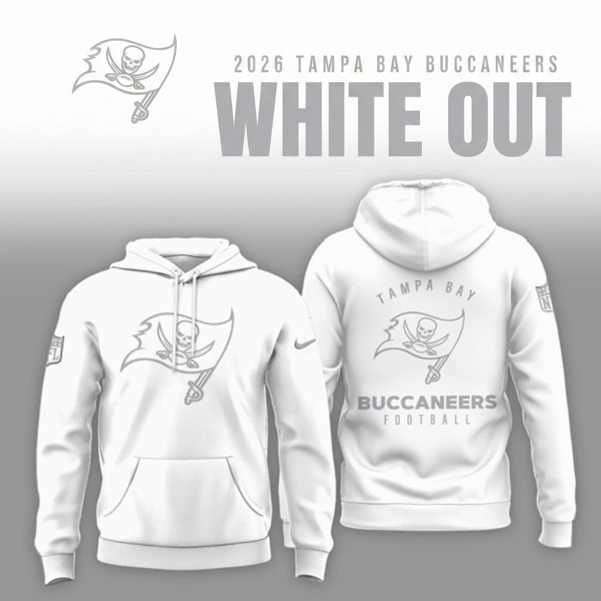 Tampa Bay Buccaneers 2026 White Out Celebrate Winter Game Hoodie Bucs Merch Best Gift For NFL Fans
