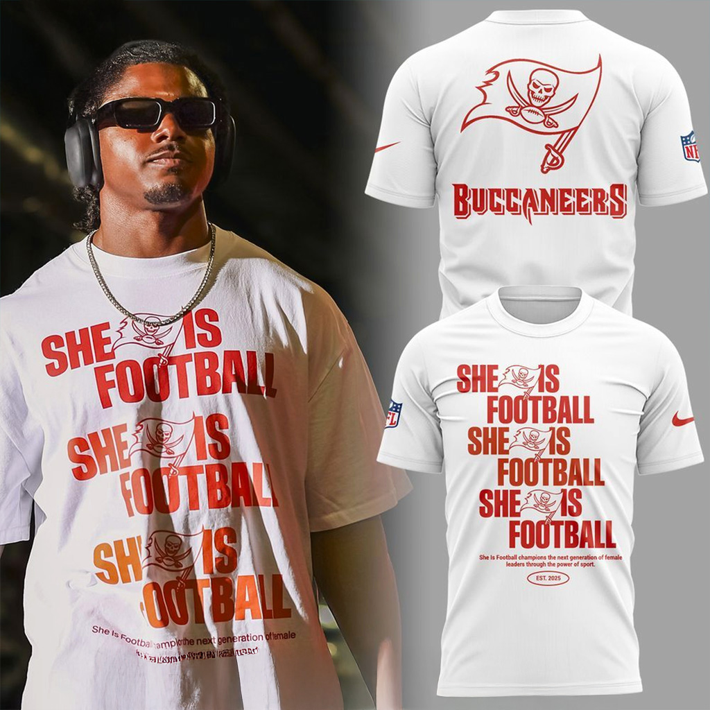 Tampa Bay Buccaneers She Is Football T-Shirt NFL Football Merch Best Gift For Buccaneers Fans