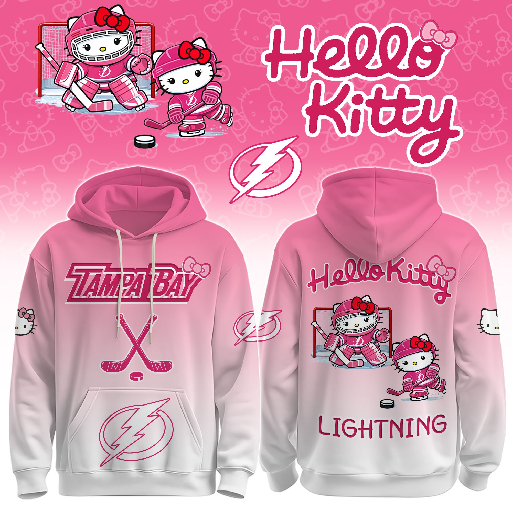 Tampa Bay Lightning X Hello Kitty Pink Hoodie Gift For Friends