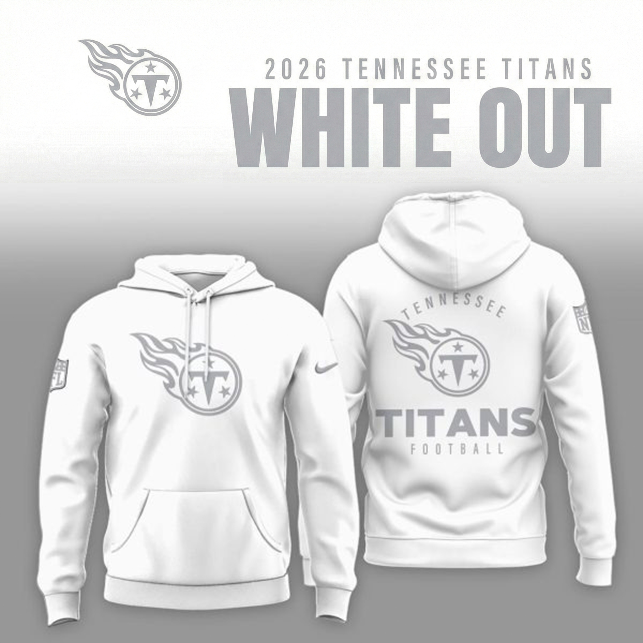 Tennessee Titans 2026 White Out Celebrate Winter Game Hoodie Titans Merch Best Gift For NFL Fans