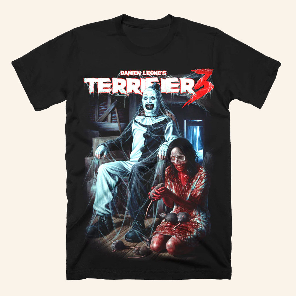 Terrifier Merch Terrifier 3 Terrors In The Attic T-Shirt For Fans