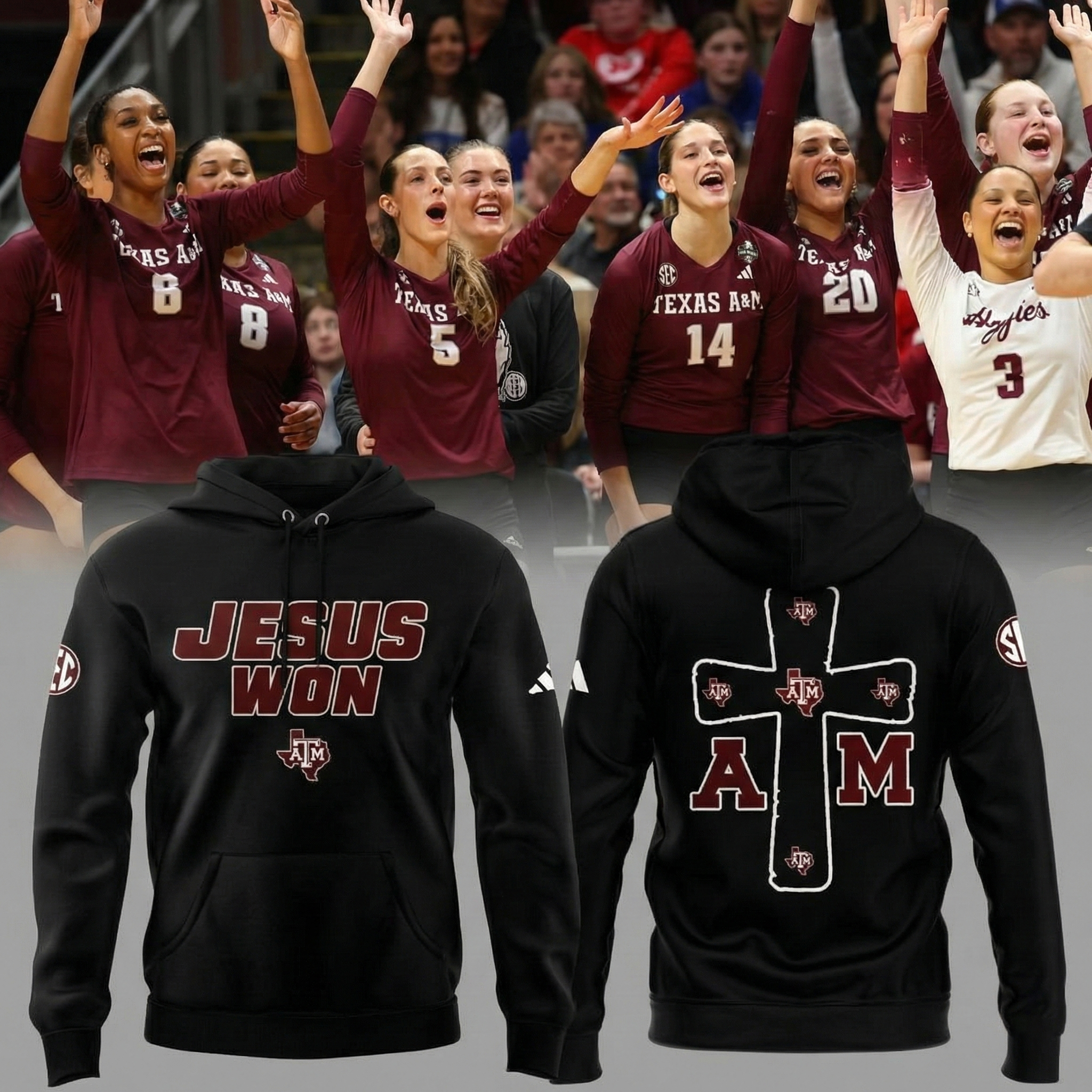 Texas A&M Aggies Volleyball x Jesus Won Hoodie TAMU Clothing Unique Volleyball Lovers Gifts