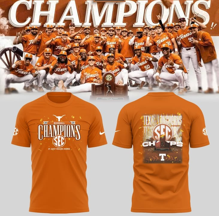 Texas Longhorns Baseball Southeastern Conference Champion 2025 T-Shirt Fan Merch Best Gift For Baseball Fans
