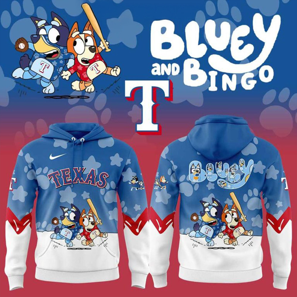 Texas Rangers Bluey And Bingo Hoodie Gifts For Basketball Fan