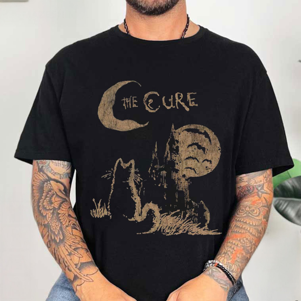 The Cure Cat 90s Alt Indie Rock T-Shirt For Husband
