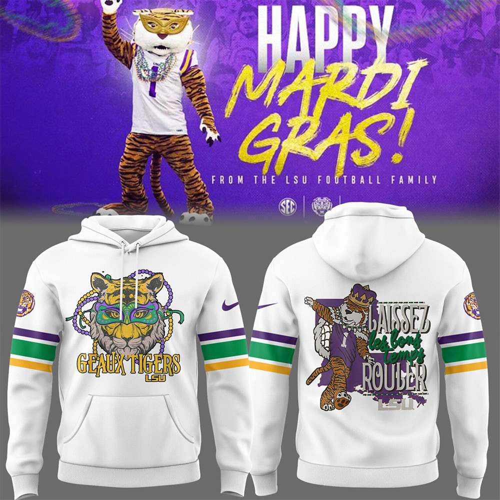 Tigers NCAA 2025 Mardi Gras 2025 Hoodie